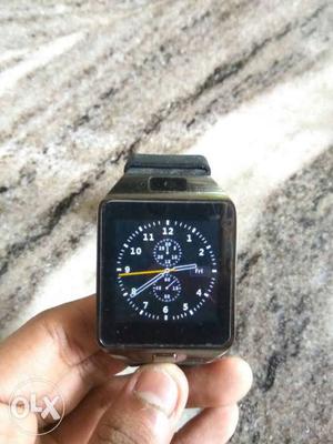 Silver-color Smart Watch With Black Silicon Strap