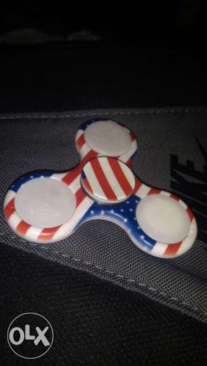 White, Red, And Blue 3-lobed Fidget Hand Spinner