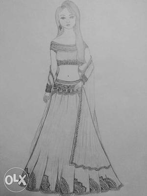 Woman In Sari Dress Sketch
