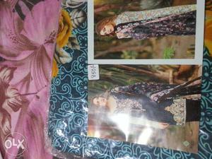 Women's Black, Purple And White Floral Print Sari