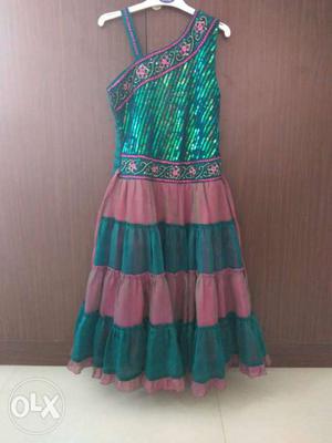 Women's Pink And Green Dress