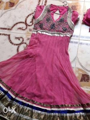 Women's Pink And Multicolored Floral Traditional Dress