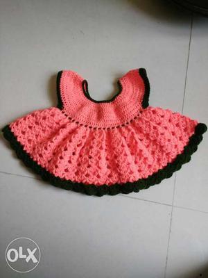 Baby Girl's Red And Black Braided Dress