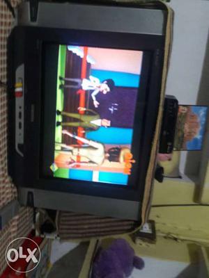 Black And Silver Flat Screen CRT TV