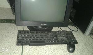 Black Samsung CRT Monitor, Keyboard, And Mouse Set