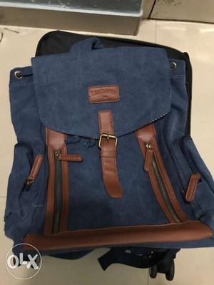 Blue And Brown Bucket Backpack