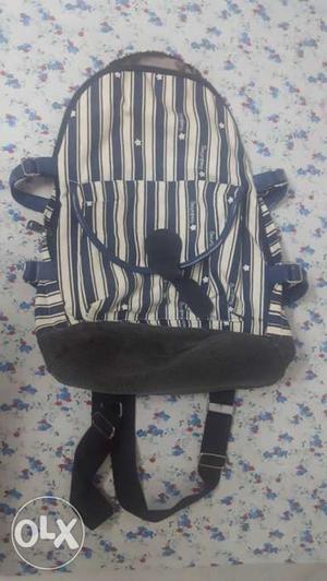 Blue And White Striped Backpack
