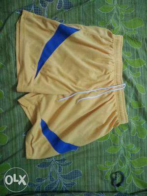 Blue And Yellow Drawstring Shorts