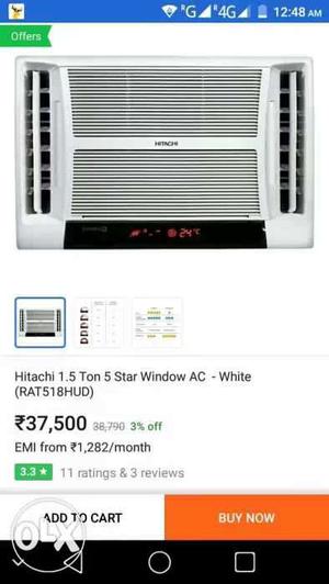 Hitachi window AC 1.5 ton 5 star with delivery
