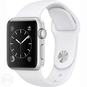 Silver Aluminum Case Apple Watch With White Sports Band
