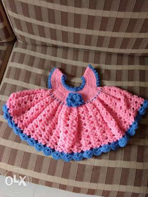 Toddler's Knit Pink And Blue Dress