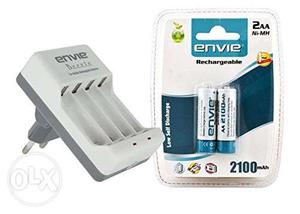 White Envie Rechargeable Batteries With Charger