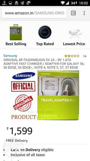 White Samsung Travel Adapter Screenshot
