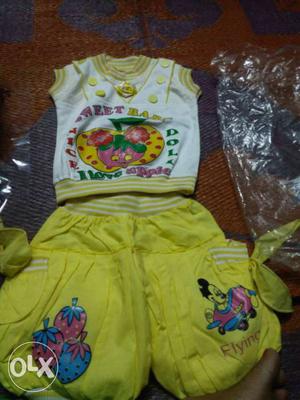 White and yellow dress for girl baby size 26