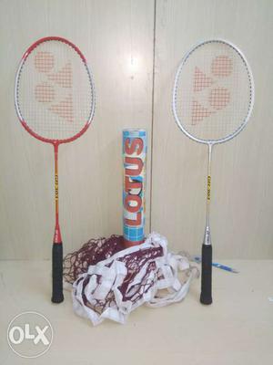 2 Brand new yonex rackets + net+ shuttles