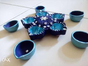 Blue-and-teal 6-piece Saki Set