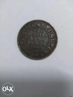 Indian 1 Quarter Anna Coin