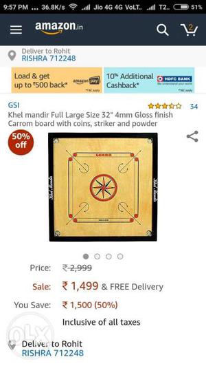 Itz brand new sealed pack of carrom board 32 inch