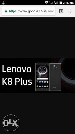 Lenovo k8 plus 3/32gb seal pack dual camera