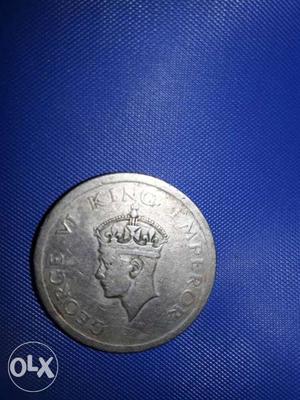 One Rupee,pure silver coin,  India George VI