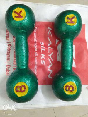 Two Green Fixed Weight Dumbbells. just 1month.