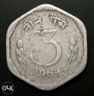 3 paisa old coin (Year )
