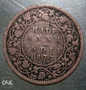 A Coin Of Half Anna In th.