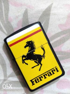 Yellow Ferrari Print Black Flip Lighter
