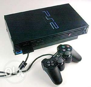 Black Sony PS2 With Game Controller