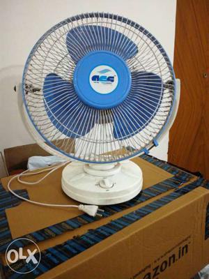 Blue And White Corded Desk Fan