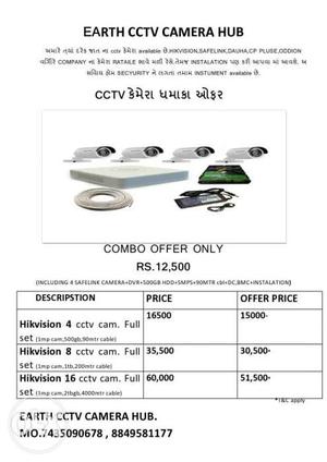 Earth CCTV Camera Hub Price List