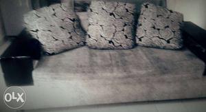 Gray Micro Suede Couch With Throw Pillows