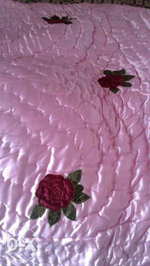 New Pink And Red Floral Satin Blaket