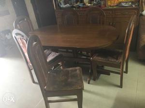 Pure Wood Dinning Table, with 6 chairs.