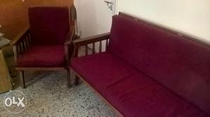 Teak wood Sofa,with 2 chairs & pillows,covers