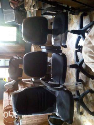 Three Black Office Rolling Chairs