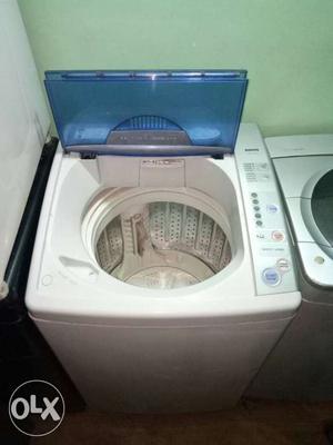 White And Blue Top-load Washing Machine