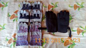 1 Pair of Thermal Hand Gloves & 2 Pairs of Leather Safety