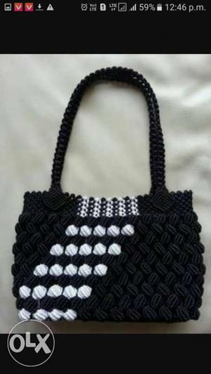Black and white contrast colour hand bag