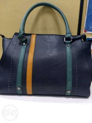 Blue And Green Leather Tote Bag