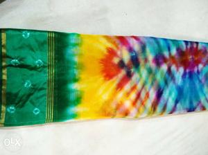 Blue, Green, And Yellow Tie-dye Scarf