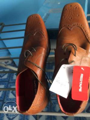 Brand New Imported Uk Italian Tuexdo Shoes Brown Color-red