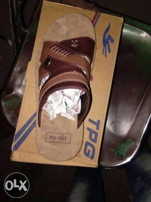 Brown And Beige TPG Slide Sandals