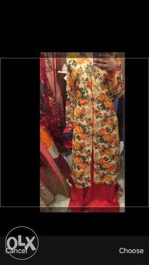 Brown And Red Floral Traditional Dress