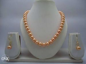 Brown Pearl Necklace With Earrings