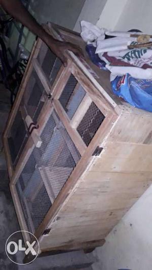 Brown Wood-frame Pet Cage