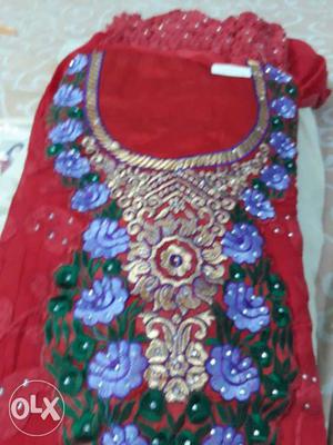 Designer Gorget embroidery suit with duptta