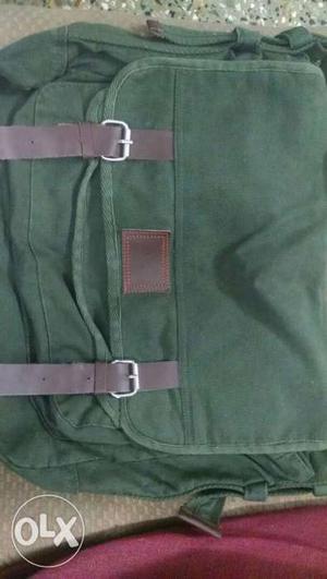 Green And Brown Leather Messenger Bag