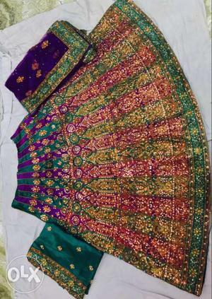Green, Purple And Brown Traditional Dress