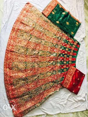 Green Red And Yellow Sari